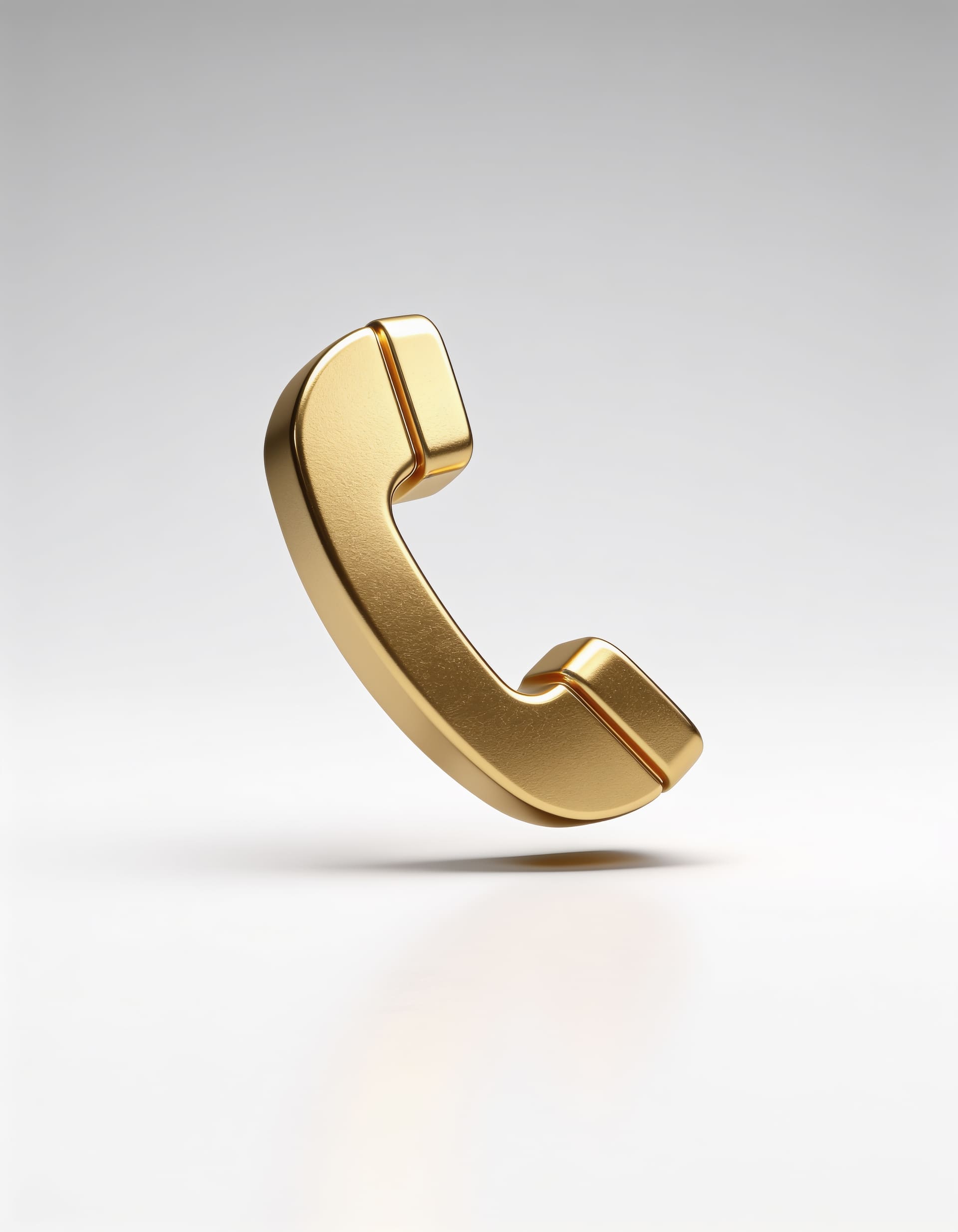 Polished gold telephone handset floating in pearl light